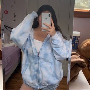 Custom tie dye hoodie in Blue Angel